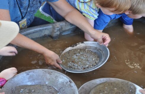 children panning for gold